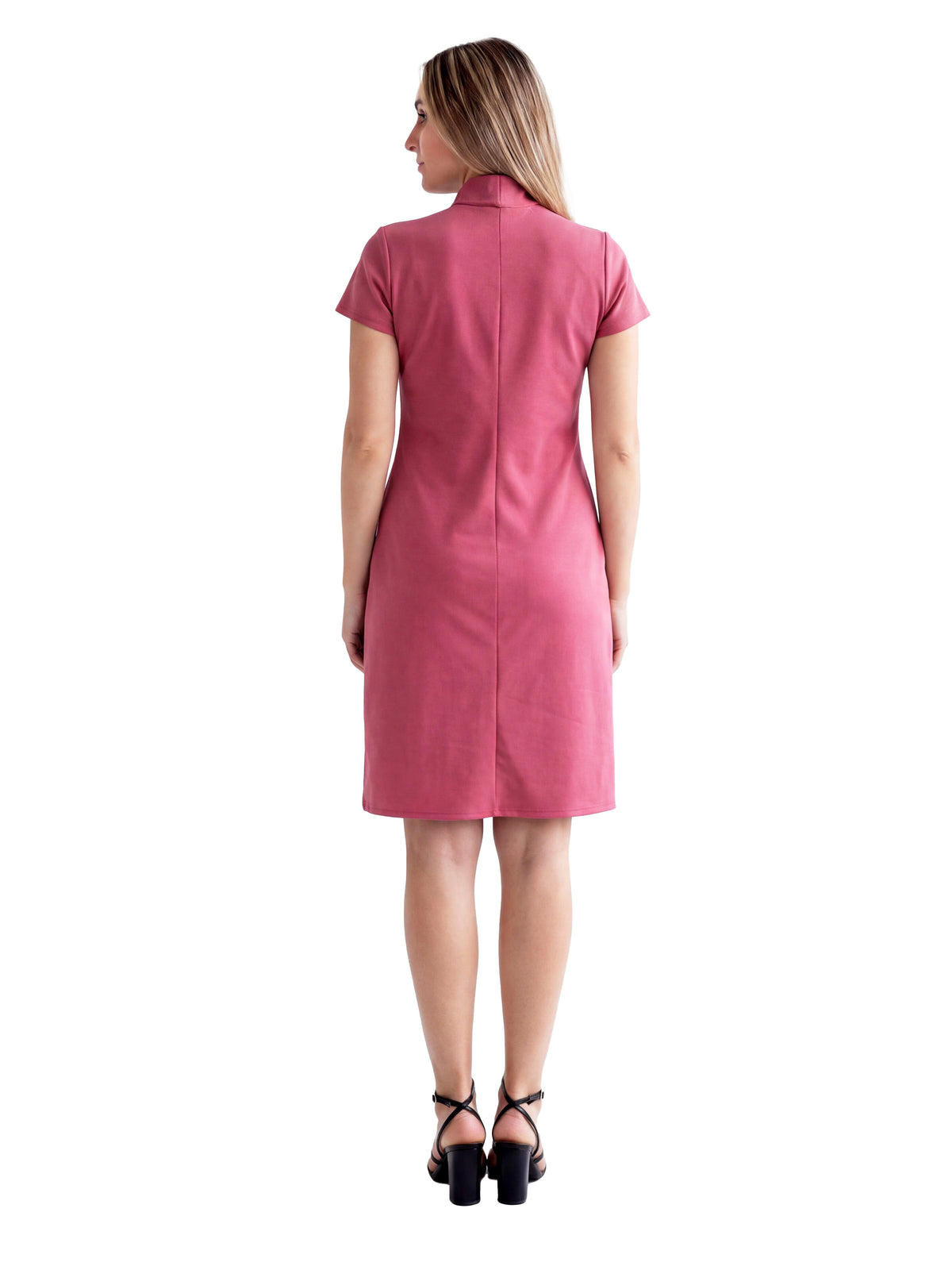 24seven Comfort Essential Maternity Mandarin Collar V Neck Knee Length Faux Wrap Dress