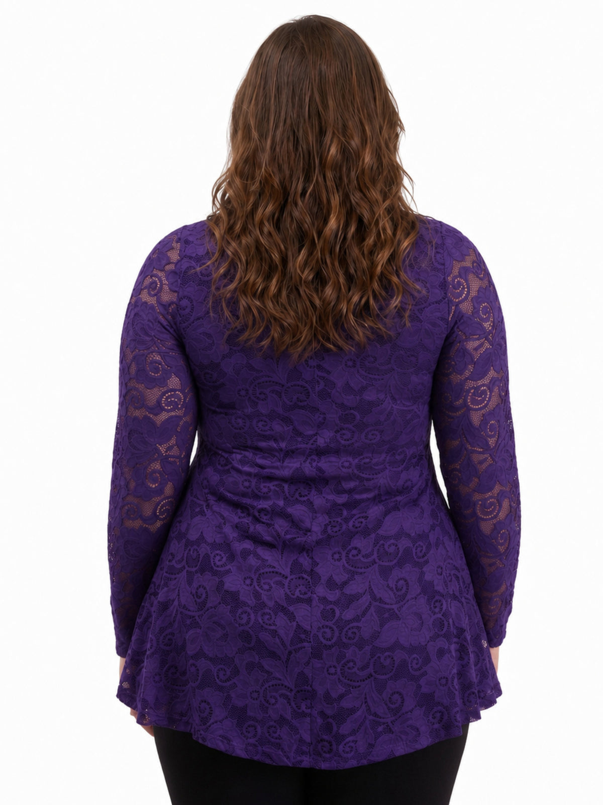 24seven Comfort Elevate Curvy Lace Long Sleeve Scoop Neck Tunic Top
