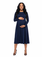 24seven Comfort Essential Maternity Midi Length Fit N Flare Pocket Dress