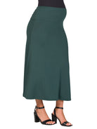 24seven Comfort Basic Maternity Elastic Waist Ankle Length A Line Maxi Skirt