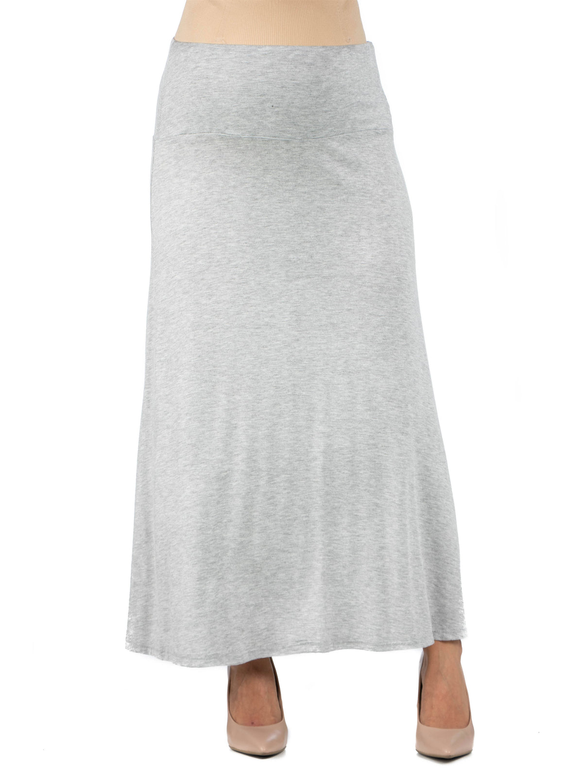 24seven Comfort Basic Maternity Elastic Waist Ankle Length A Line Maxi Skirt