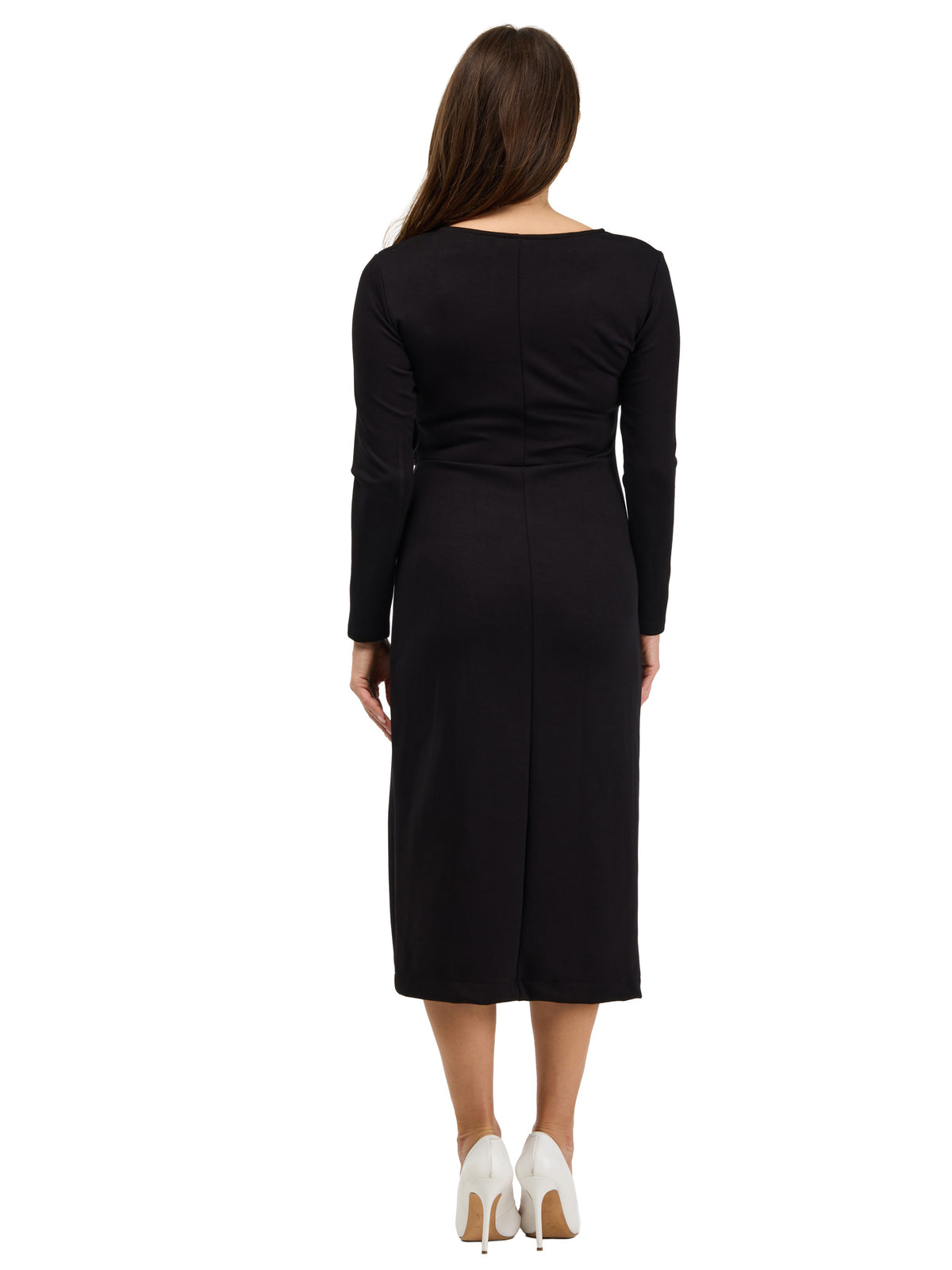 24seven Comfort Essential Womens Long Sleeve Knot Front Midi Dress
