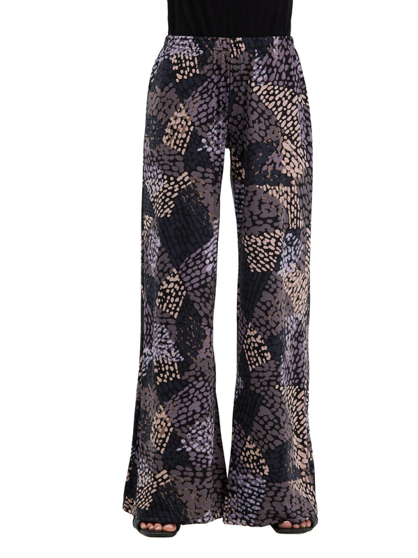 24seven Comfort Essential Womens Abstract Elastic Waistband Full Length Flared Pants