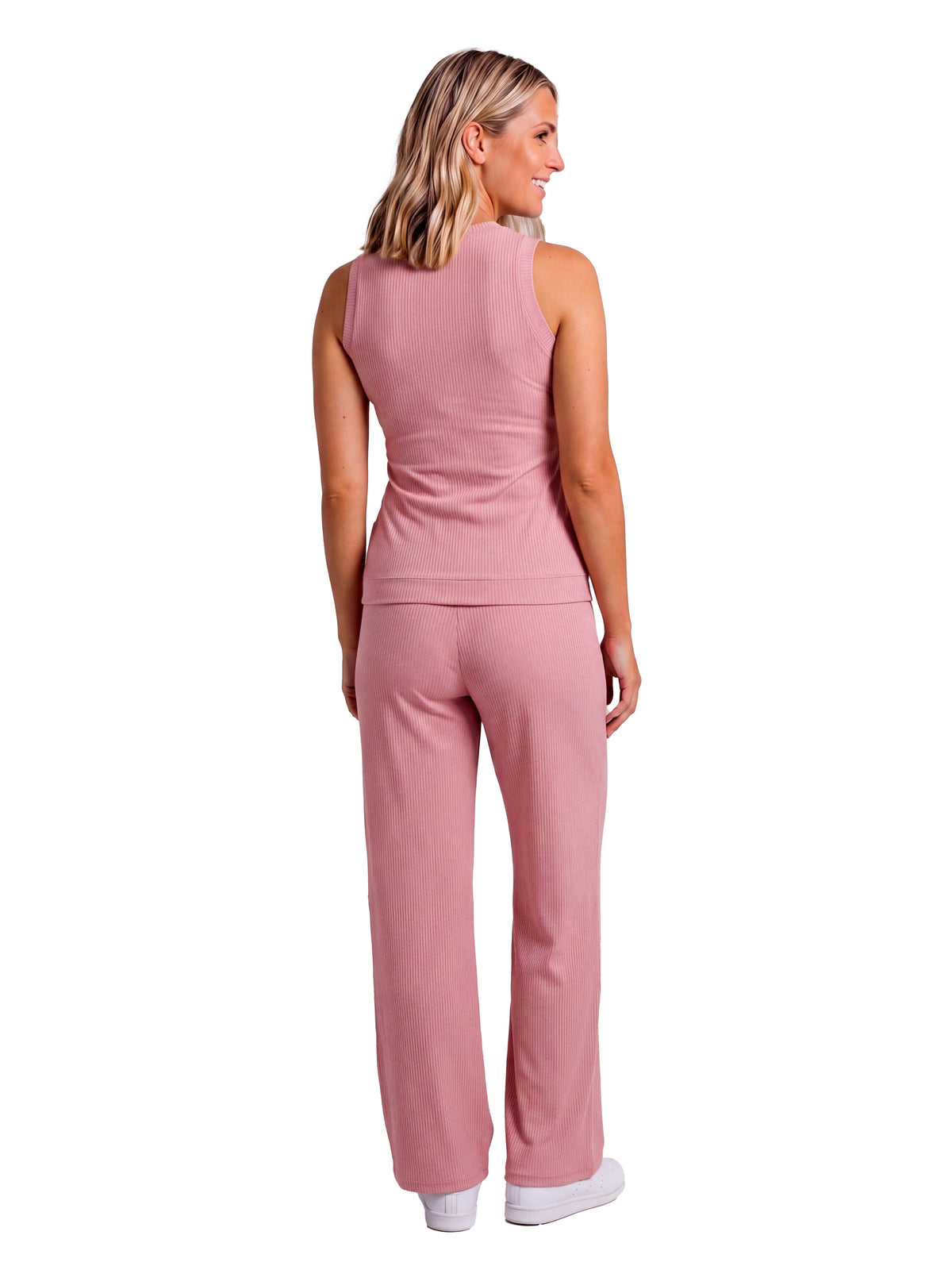 24seven Comfort Basic Maternity Ribbed Knit Tank Top and Elastic Waist Wide Leg Pant Set