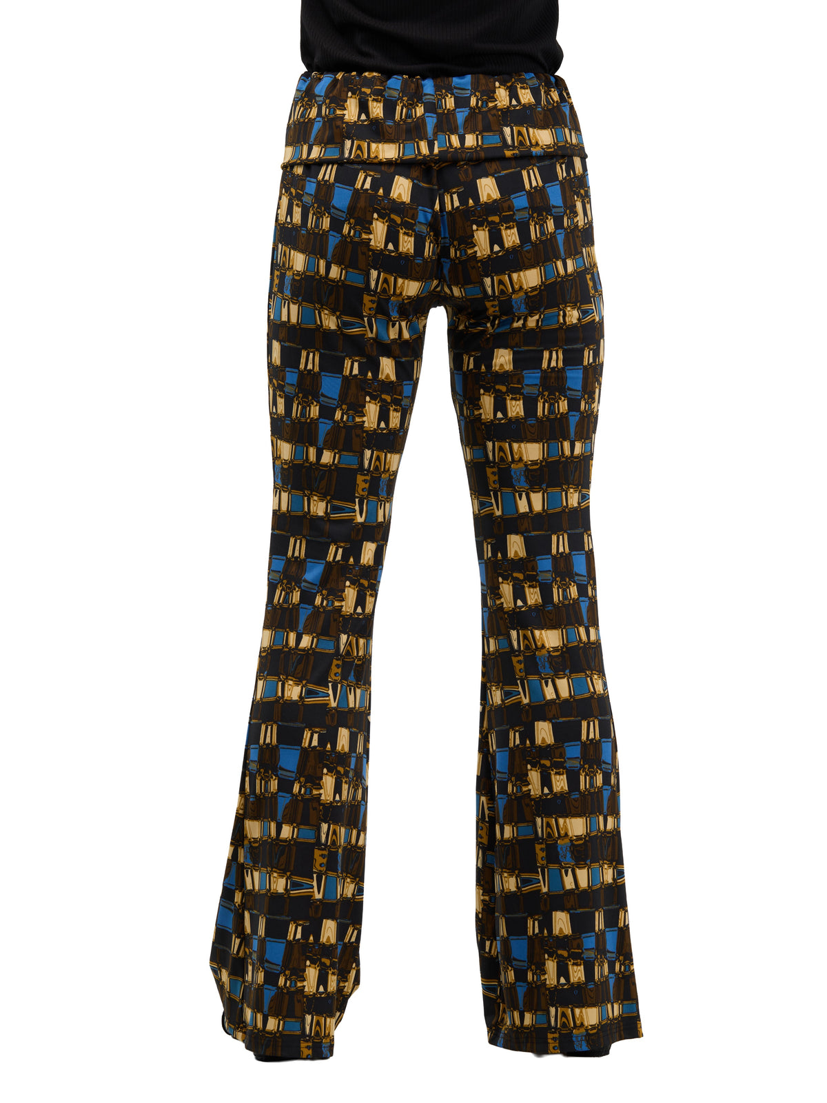 24seven Comfort Essential Womens Geometric Bell Bottom Foldover Waist Sweatpants