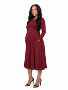24seven Comfort Essential Maternity Midi Length Fit N Flare Pocket Dress