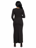 24seven Comfort Essential Maternity Long Sleeve Side Slit Fitted Black Maxi Dress