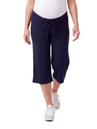 24seven Comfort Basic Maternity Ribbed Knit Drawstring Flared Capri Pants