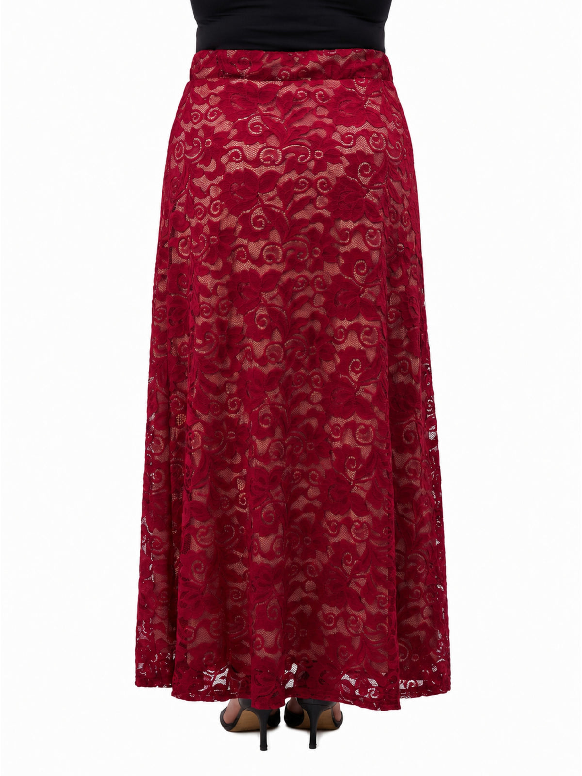 24seven Comfort Elevate Curvy Elegant Lace Elastic Waist Maxi Skirt