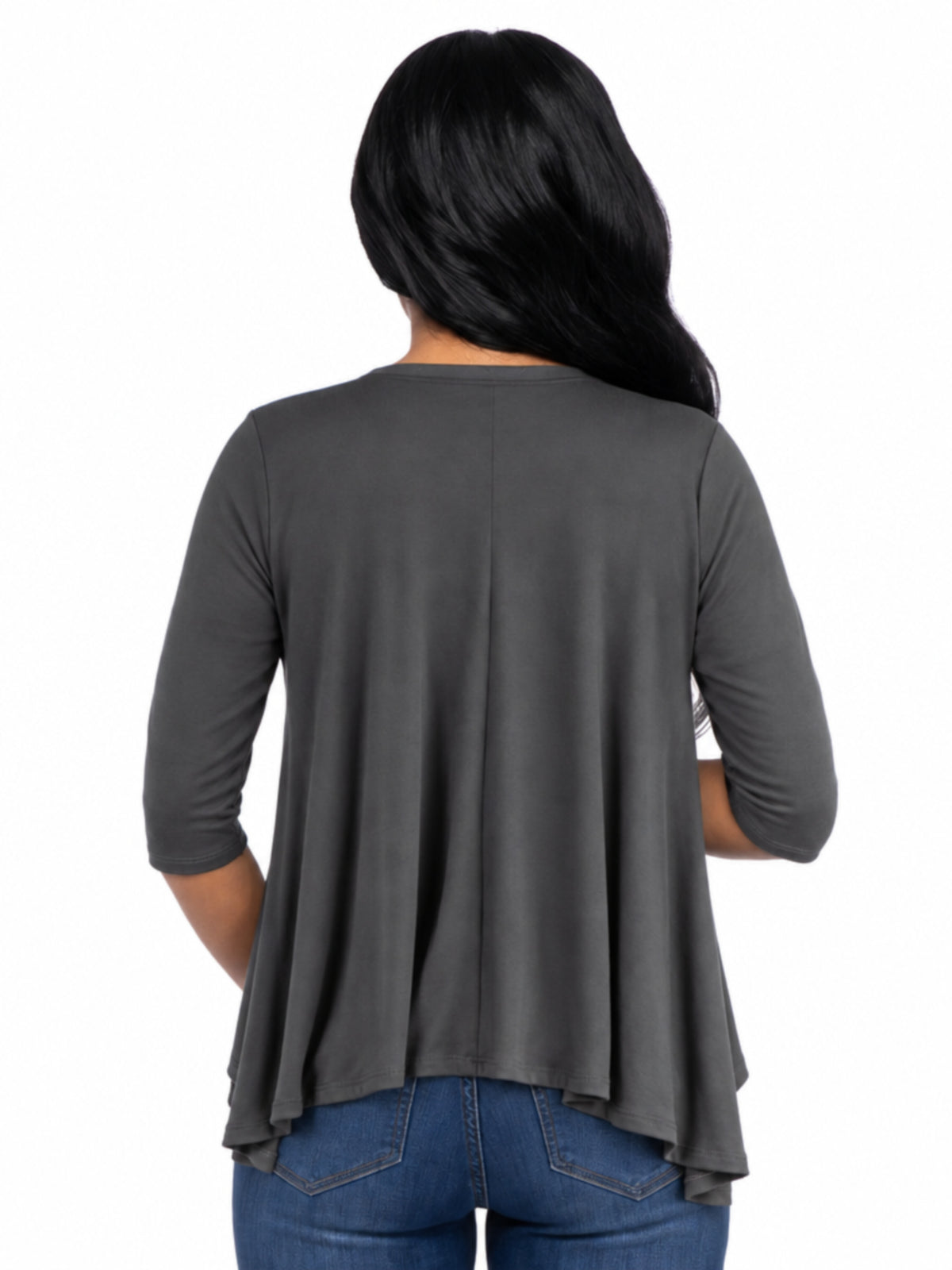 24seven Comfort Basic Maternity Elbow Sleeve Open Front Cascading Shape Jacket