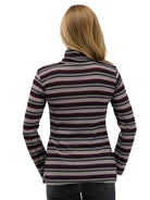 24seven Comfort Essential Womens Turtle Neck Long Sleeve Striped Top