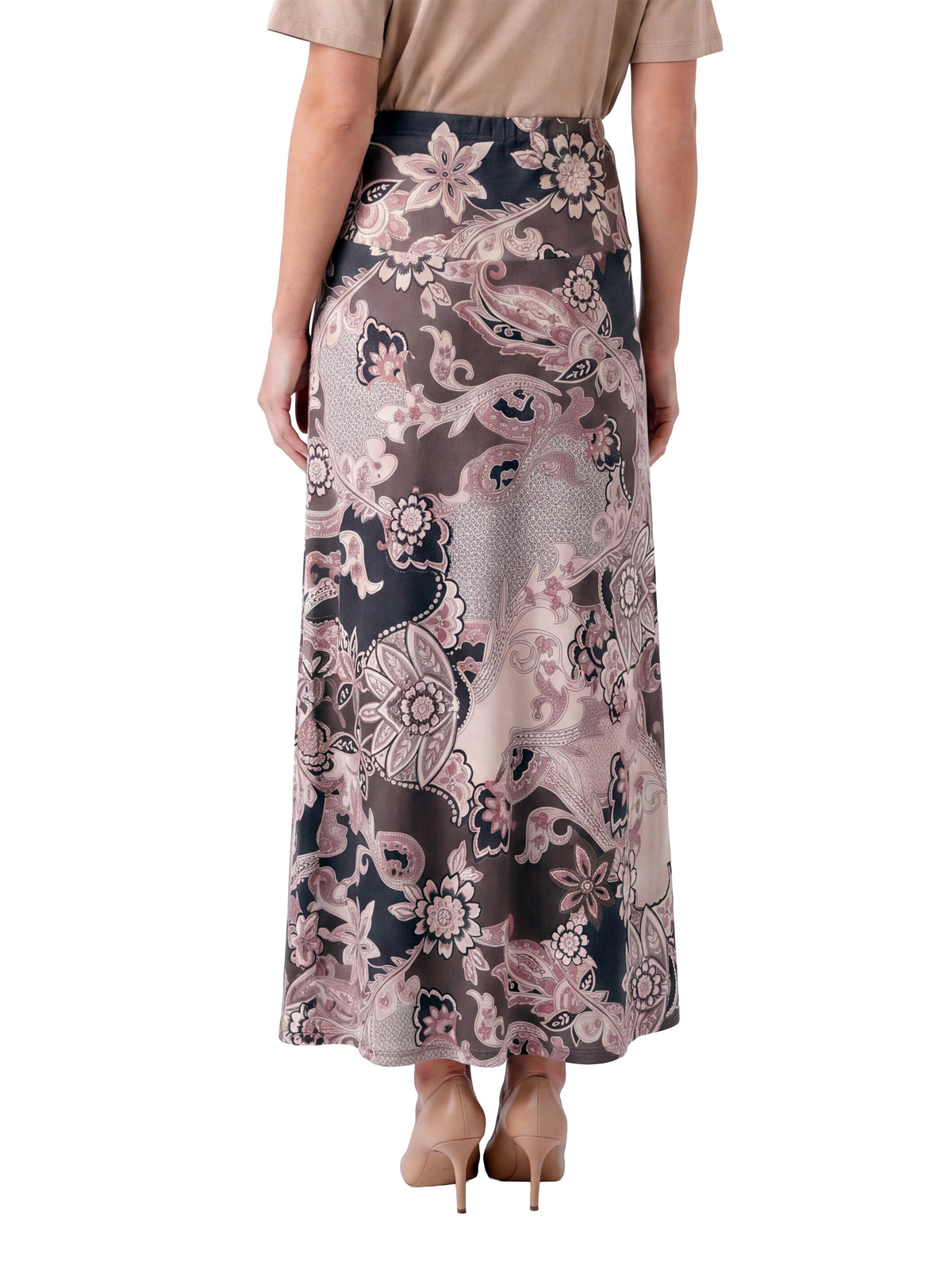 24seven Comfort Essential Maternity Paisley Elastic Waist A Line Maxi Skirt