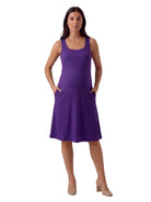 24seven Comfort Essential Maternity Ribbed Knit Sleeveless Scoop Neck Pocket A Line Midi Dress