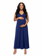 24seven Comfort Essential Maternity V Neck Sleeveless A Line Pocket Maxi Dress