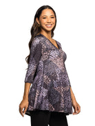 24seven Comfort Essential Maternity Grey Abstract Print V Neck Three Quarter Sleeve A Line Tunic Top