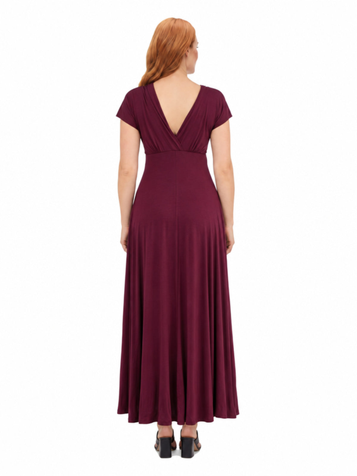 24seven Comfort Essential Maternity Cap Sleeve V Neck Empire Waist A Line Maxi Dress