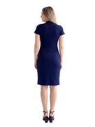 24seven Comfort Essential Maternity Mandarin Collar V Neck Knee Length Faux Wrap Dress