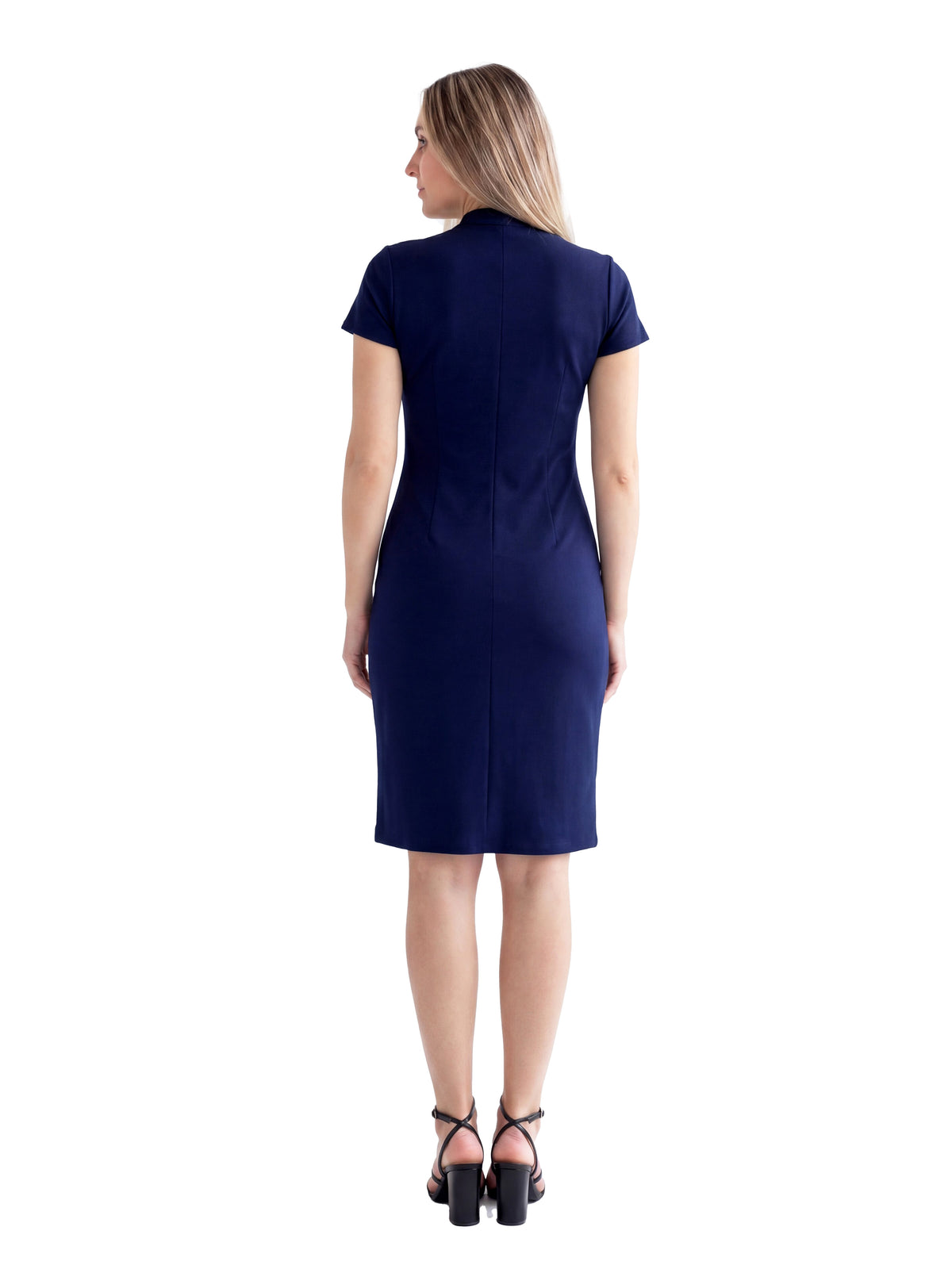 24seven Comfort Essential Maternity Mandarin Collar V Neck Knee Length Faux Wrap Dress