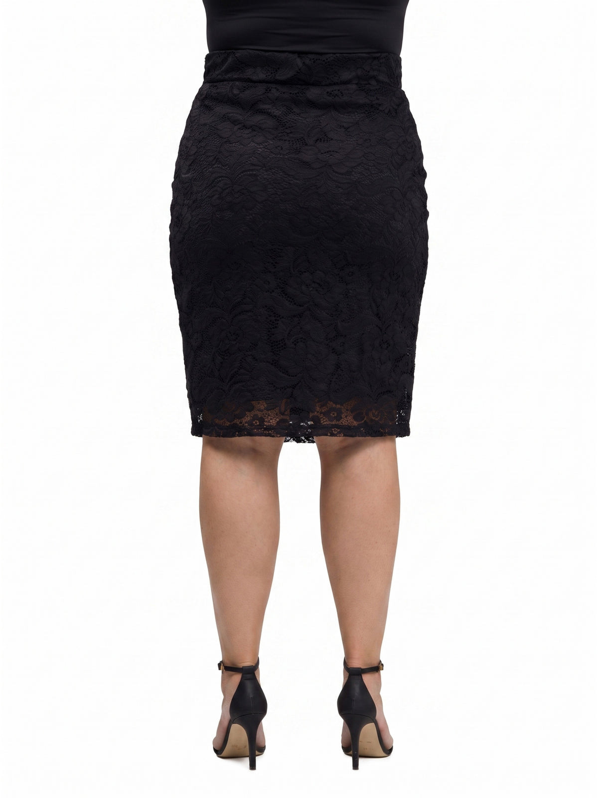 24seven Comfort Elevate Curvy Lace Elastic Waist and Knee Length Pencil Skirt
