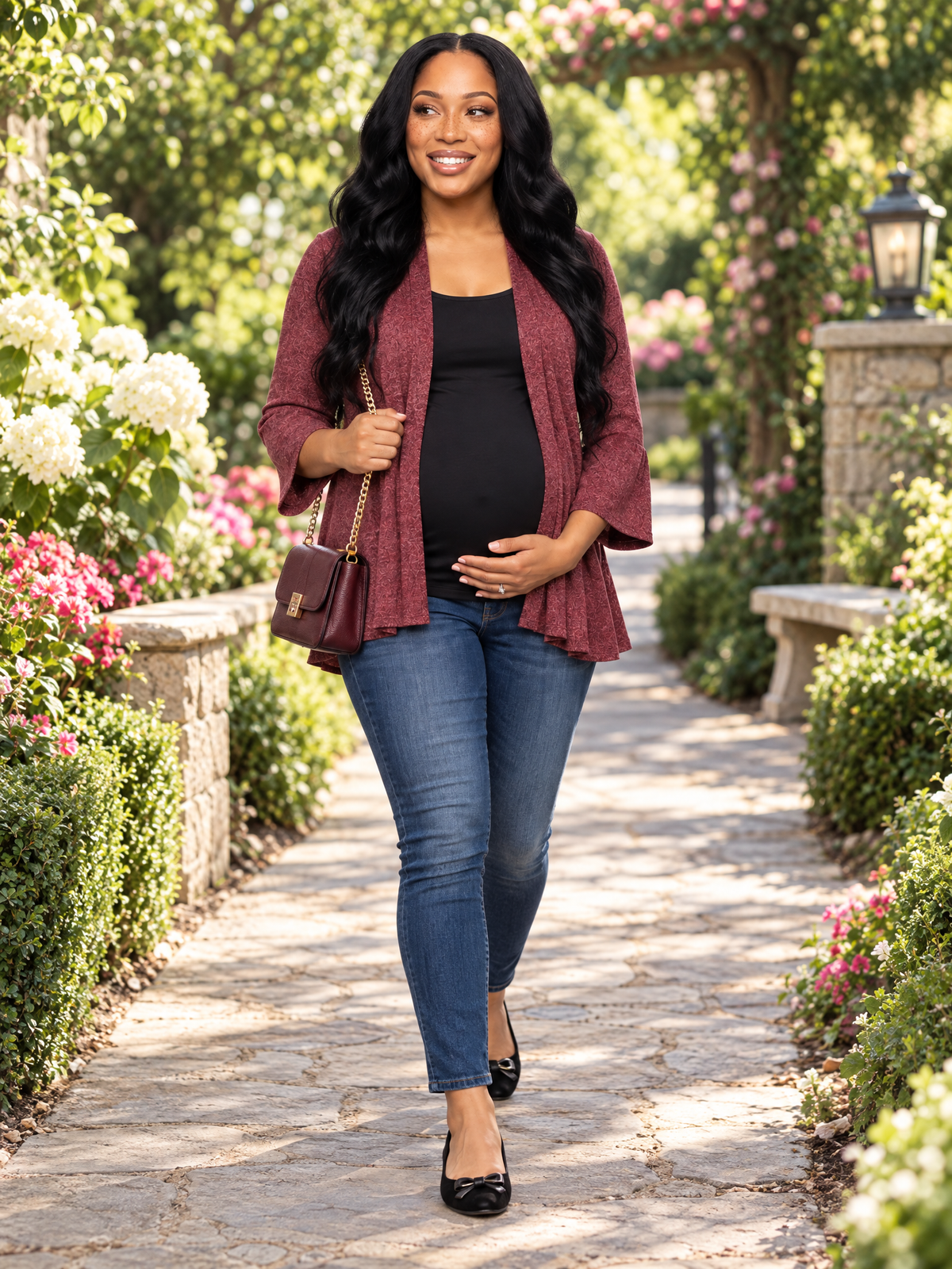 24seven Comfort Essential Maternity Scoop Neckline Bell Sleeve Cardigan Jacket