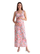 24seven Comfort Essential Maternity Paisley Scoop Neck Sleeveless Racerback Tank Maxi Dress