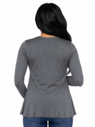24seven Comfort Basic Maternity Long Sleeve Scoop Neck Swing Style Soft Flare Tunic Top