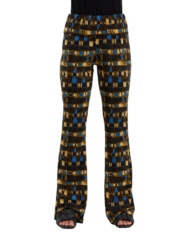 24seven Comfort Essential Womens Geometric Bell Bottom Foldover Waist Sweatpants