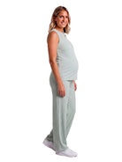 24seven Comfort Basic Maternity Ribbed Knit Tank Top and Elastic Waist Wide Leg Pant Set