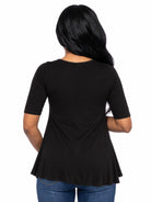 24seven Comfort Basic Maternity Scoop Neck Elbow Swing Flared Tunic Top