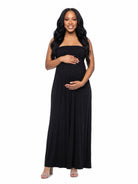 24seven Comfort Essential Maternity Strapless Empire Waist Ruched Detail Pleated Maxi Dress