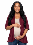 24seven Comfort Basic Maternity Open Front Elbow Sleeve Long Fit Jacket