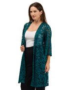 24seven Comfort Elevate Womens Lace Open Front Three-Quarter Sleeves Jacket