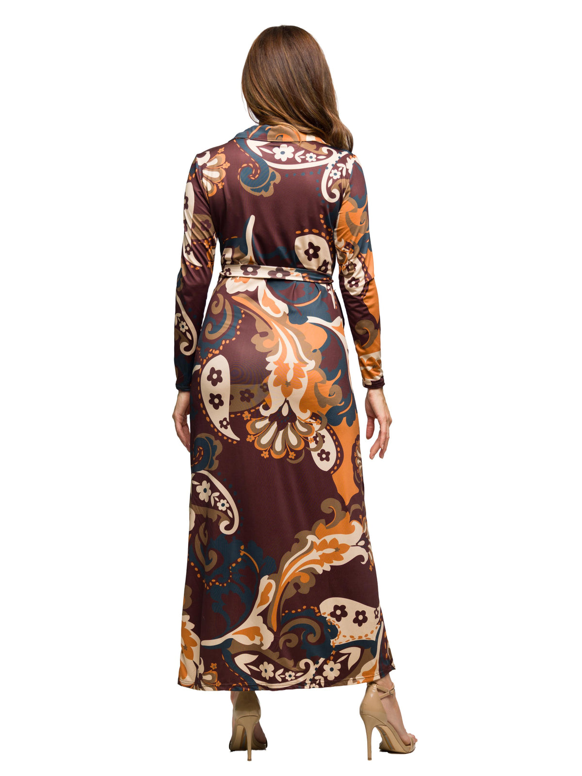 24seven Comfort Elevate Petite Floral  Long Sleeves Wrap Maxi Dress