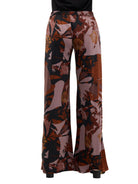 24seven Comfort Essential Womens Floral Elastic Waistband Full Length Flared Pants