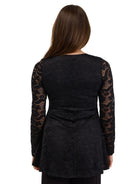 24seven Comfort Elevate Womens Lace Long Sleeve Scoop Neck Tunic Top
