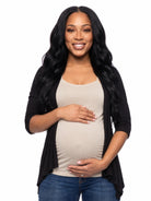 24seven Comfort Basic Maternity Elbow Sleeve Open Front Cascading Shape Jacket