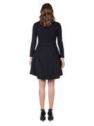 24seven Comfort Essential Petite Square Neck Long Sleeve Fit and Flare Dress