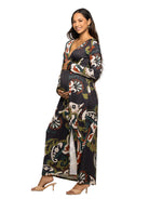 24seven Comfort Elevate Maternity Green Paisley Print Long Sleeve Wrap Maxi Dress
