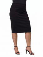 24seven Comfort Essential Curvy Soft Stretch Elastic Waist Midi Skirt