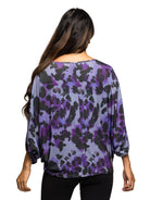 24seven Comfort Essential Maternity Purple Animal Print Boat Neck Batwing Sleeve Top