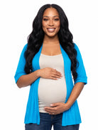24seven Comfort Basic Maternity Open Front Elbow Sleeve Long Fit Jacket