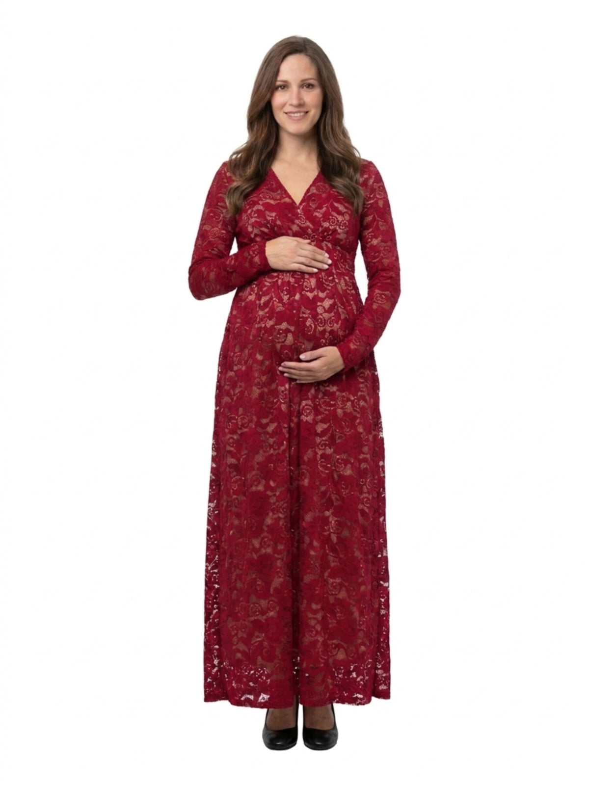 24seven Comfort Elevate Maternity Lace Wrap Maxi Dress