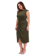 24seven Comfort Elevate Curvy Cap Sleeve Twist Midi Dress