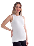 24seven Comfort Basic Maternity Ribbed Knit Round Neck Sleeveless Tank Top