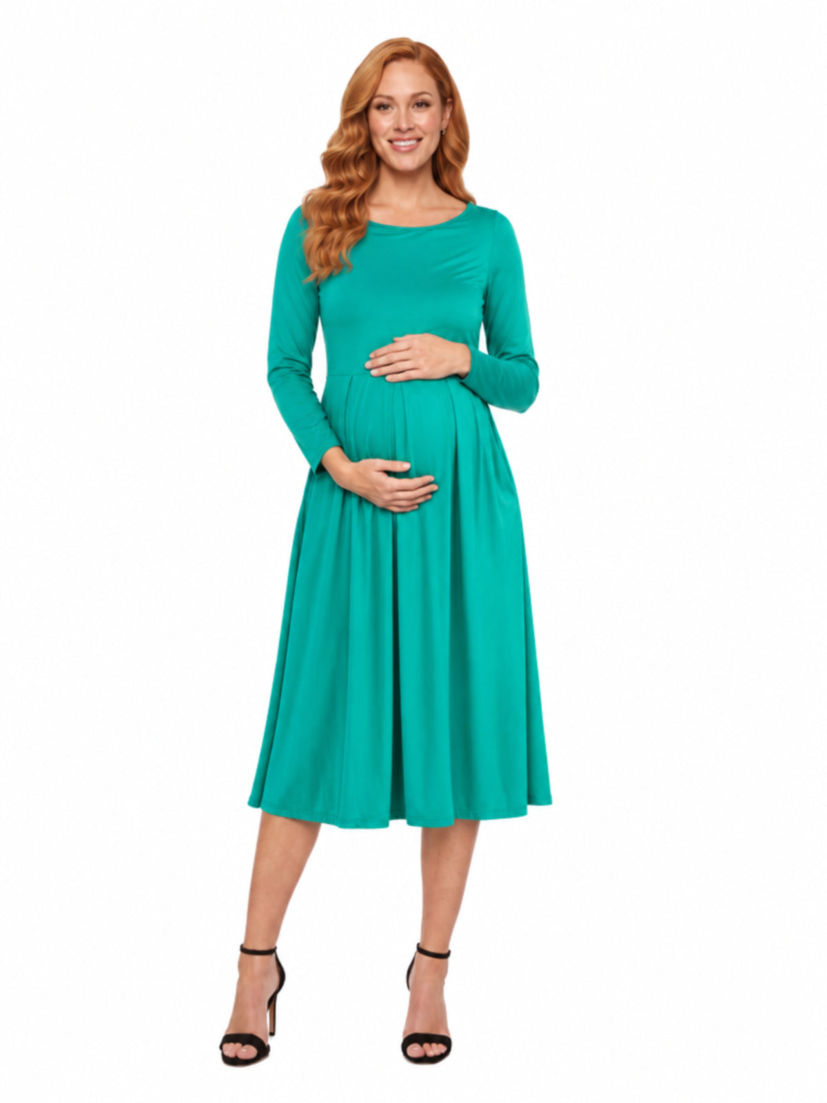 24seven Comfort Essential Maternity Midi Length Fit N Flare Pocket Dress