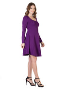 24seven Comfort Essential Petite Square Neck Long Sleeve Fit and Flare Dress