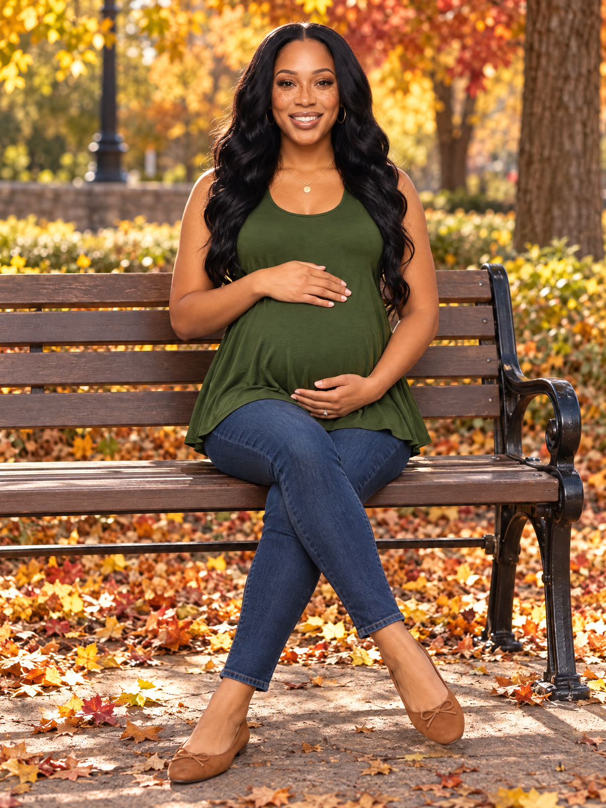24seven Comfort Basic Maternity Scoop Neck Sleeveless Flared Tunic Tank Top