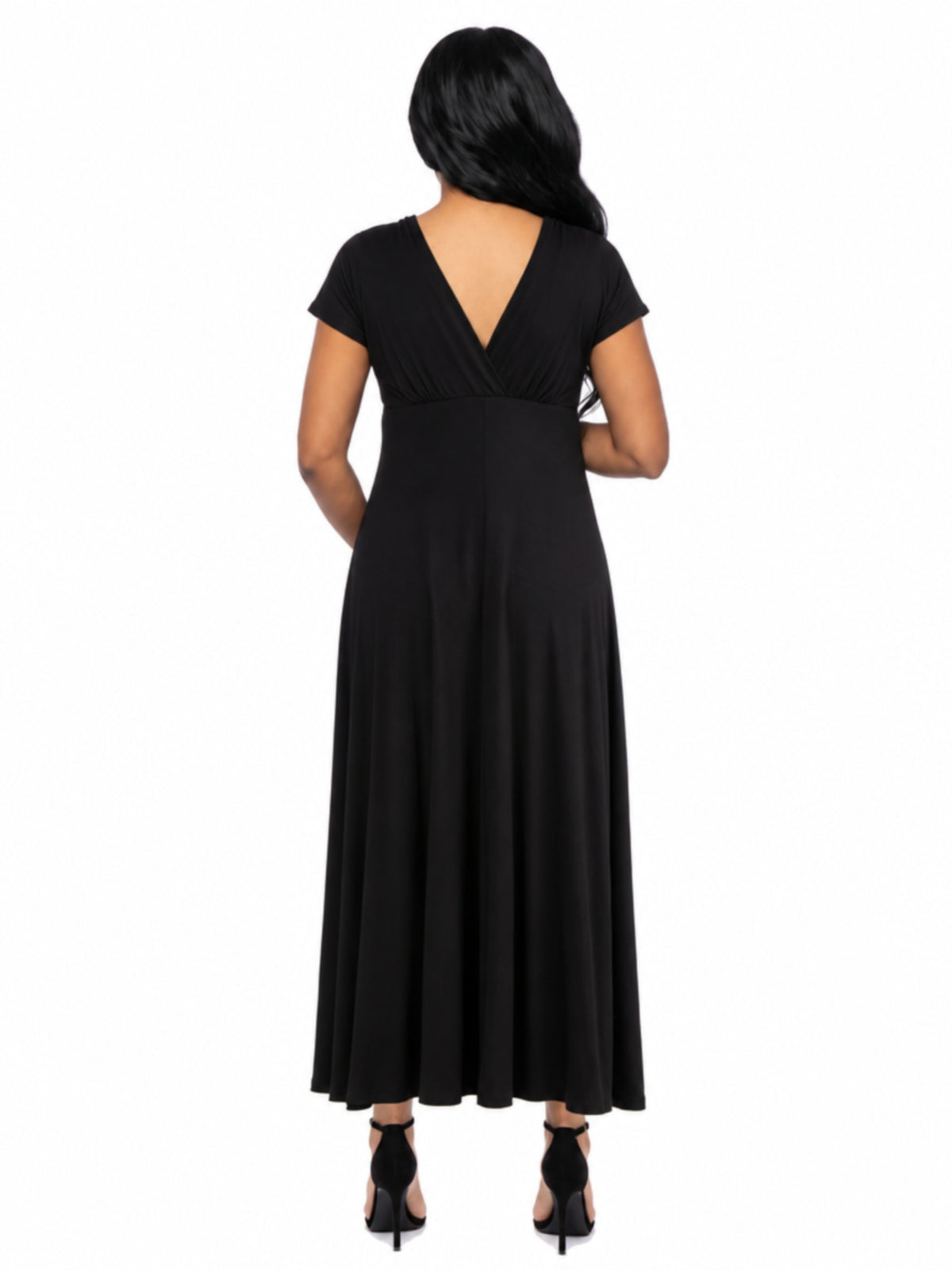 24seven Comfort Essential Maternity Cap Sleeve V Neck Empire Waist A Line Maxi Dress