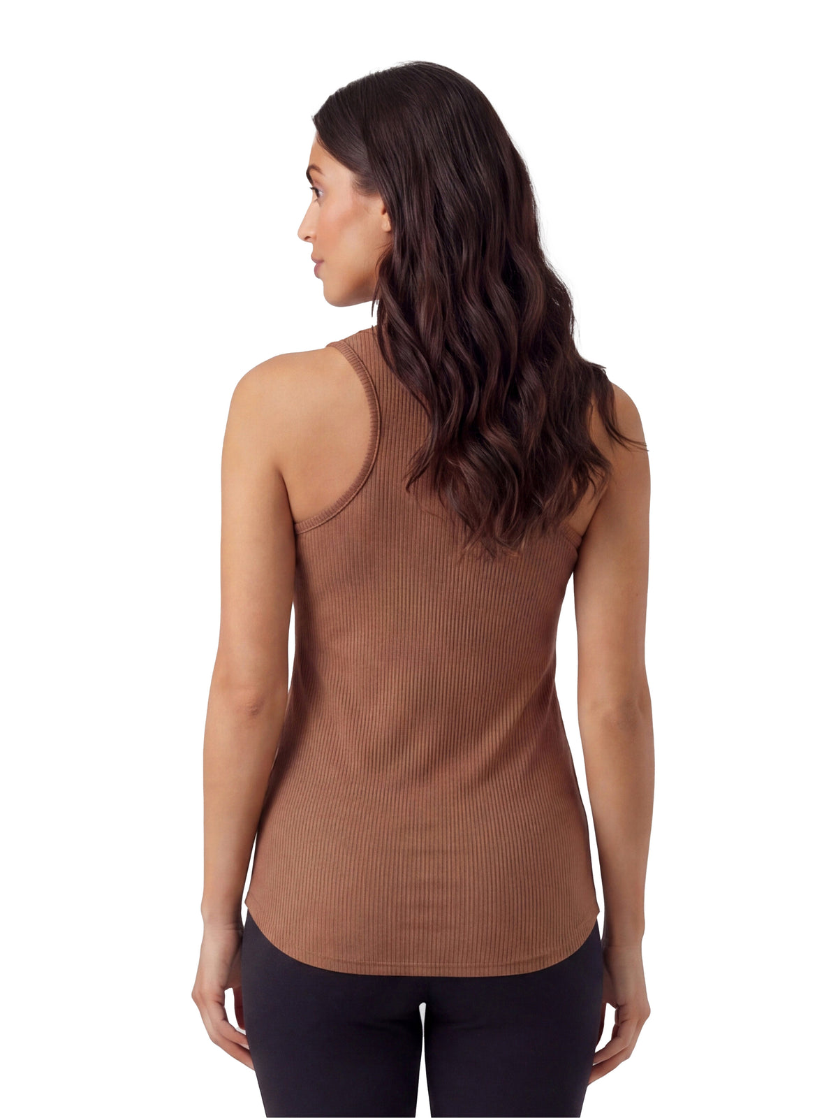 24seven Comfort Basic Maternity Ribbed Knit Sleeveless Scoop Neck Long Flared Tank Top