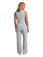 24seven Comfort Basic Maternity Ribbed Knit Tank Top and Elastic Waist Wide Leg Pant Set